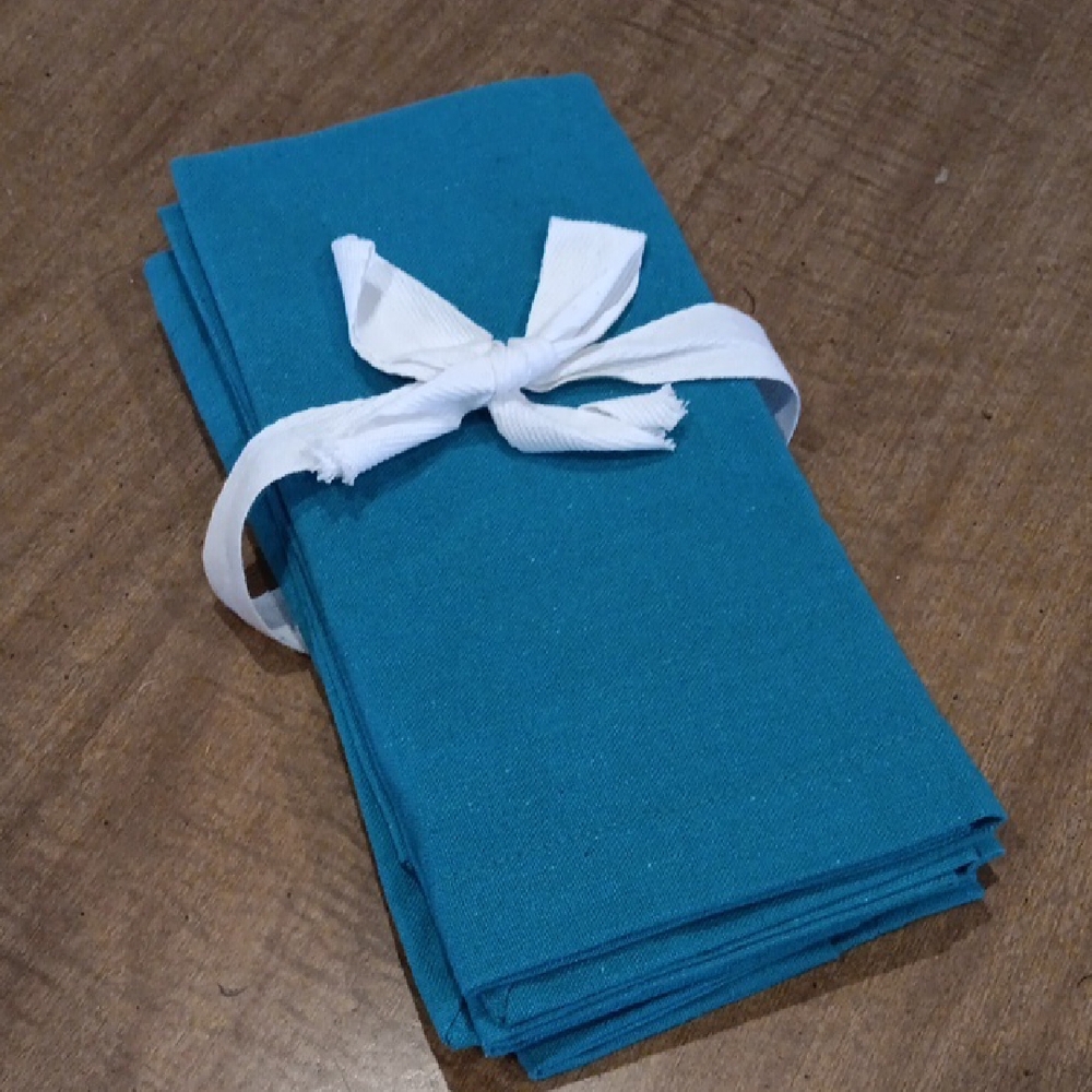 Dinner Napkins Set of 4 - Teal Cotton Napkins - Picture 3 of 3